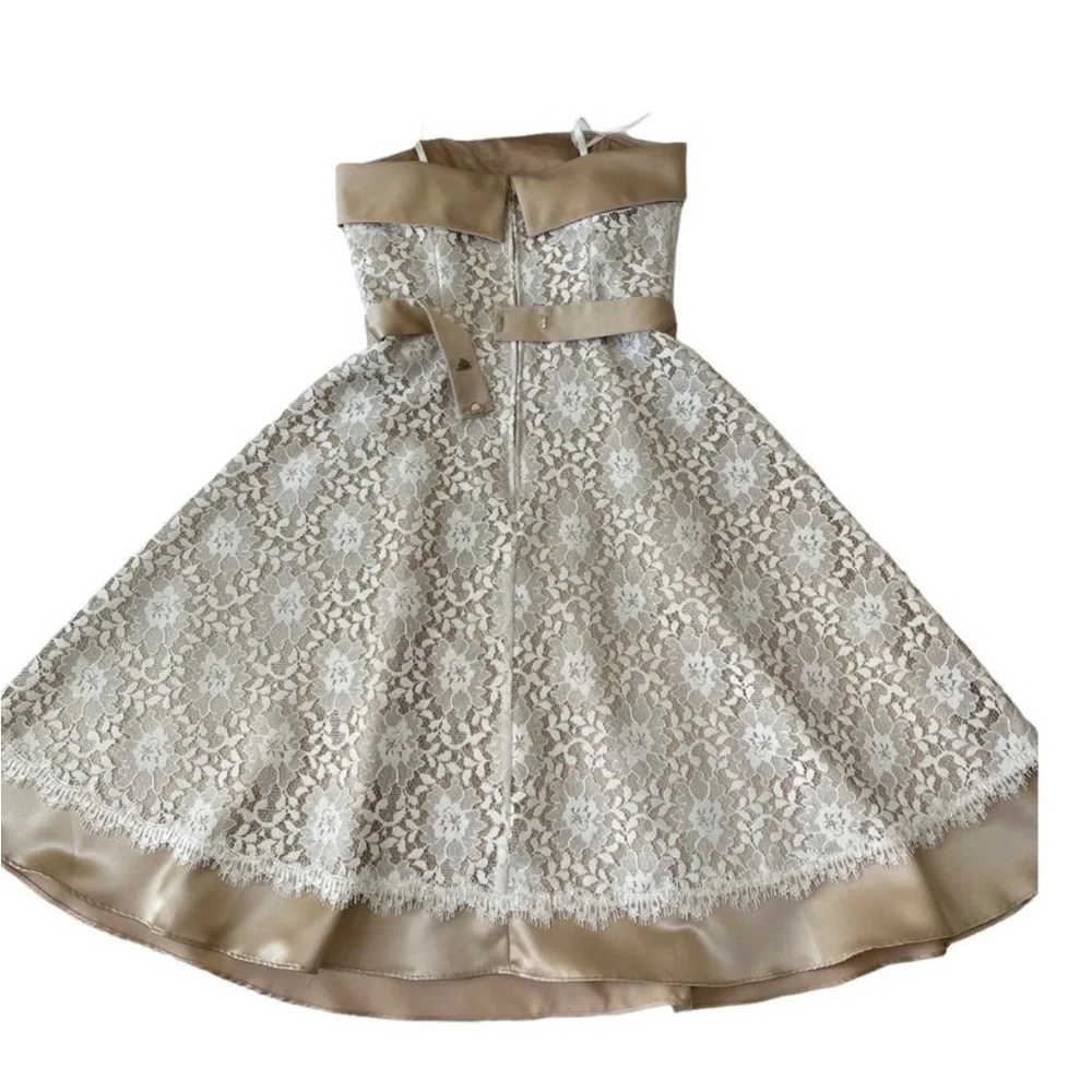 White House black market champagne and sanity lace dress - Picture 7 of 10